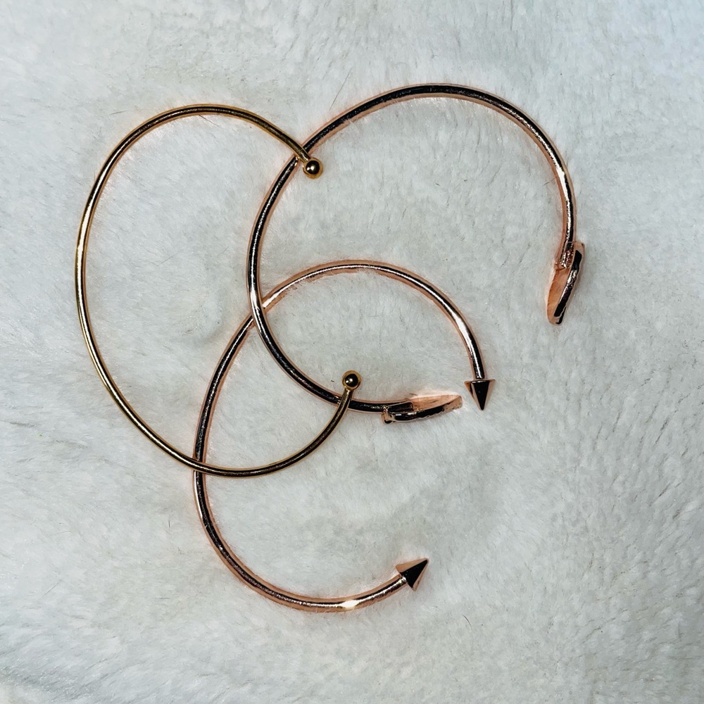 SET OF THREE ROSE GOLD BANGLES - Picture 2 of 3
